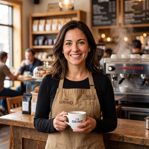 Maria, coffee shop owner